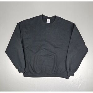 Vintage Jerzees Sweatshirt Mens 3XL Blank Black Made in USA Crewneck Pullover